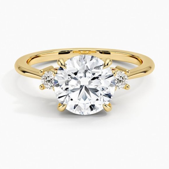 3.10 C TW Round Three Stone Lab Created Diamond Four Claw Prong Engagement Ring - Picture 4 of 8